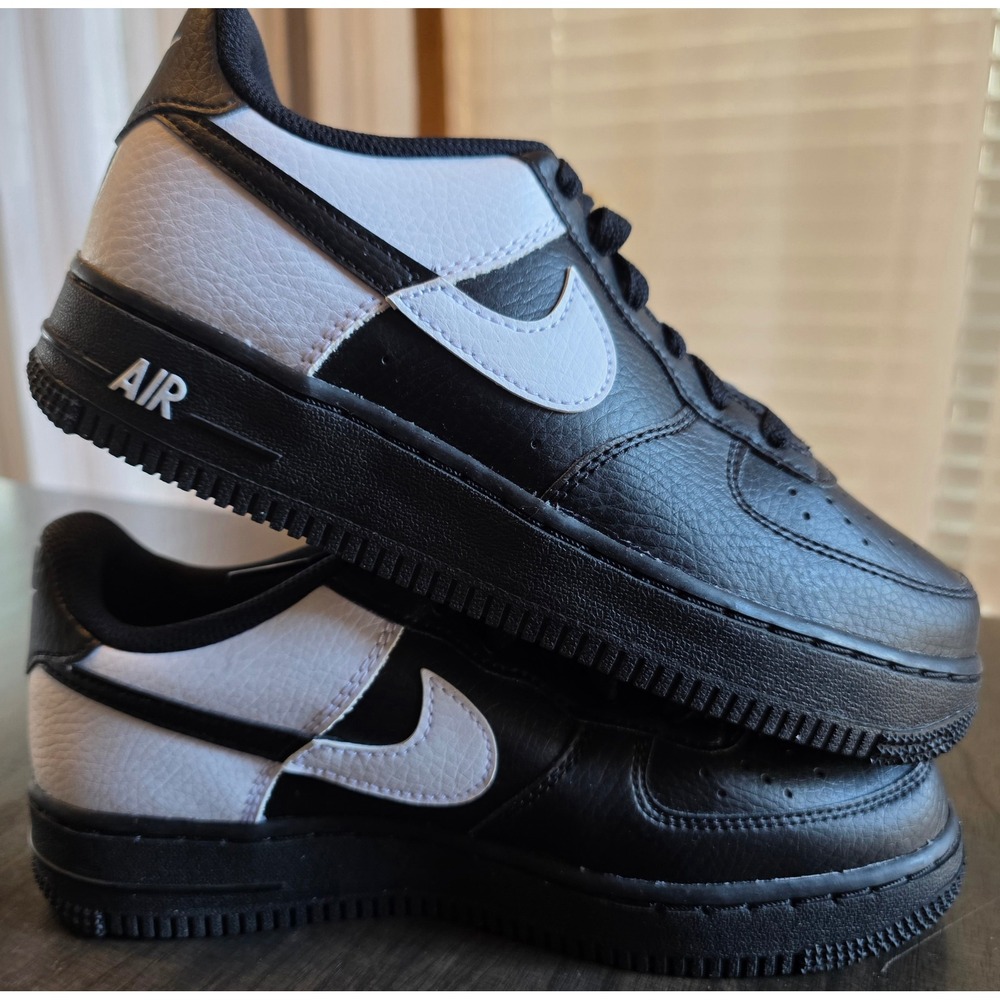 Nike Air Force 1 Low GS Black White Leather Sneakers HF9096-001 Size 4.5Y